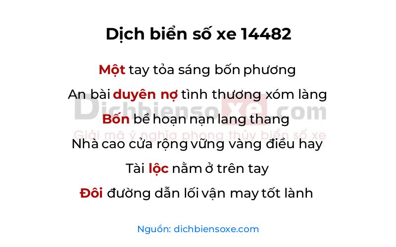 Dịch thơ biển số 14482