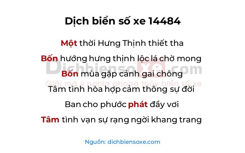 Dịch thơ biển số 14484
