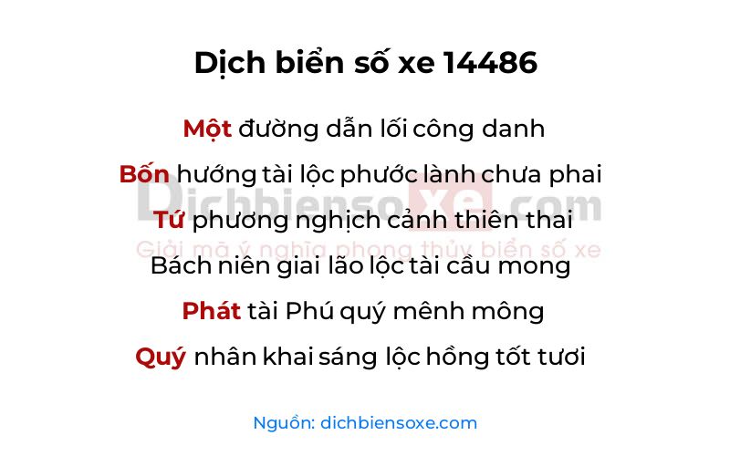 Dịch thơ biển số 14486