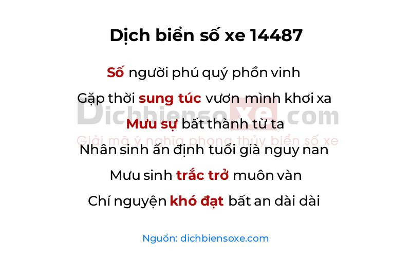 Dịch thơ biển số 14487