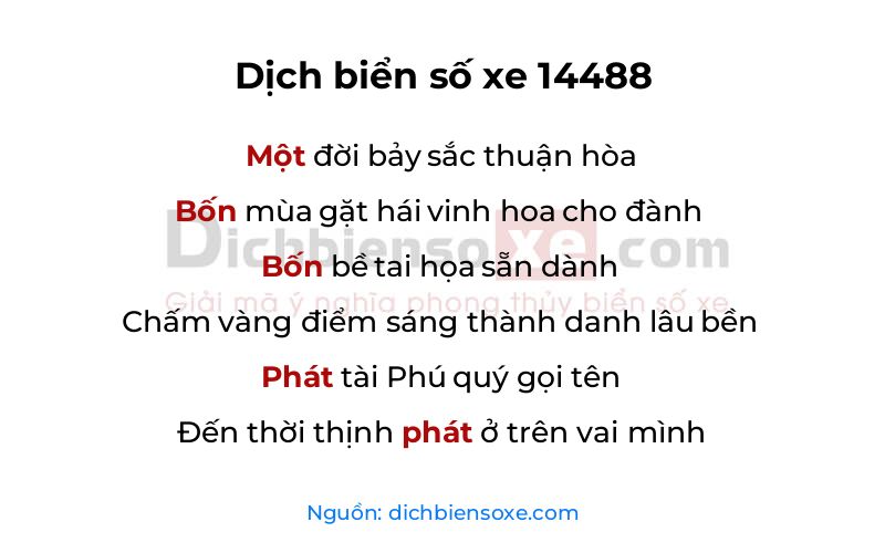 Dịch thơ biển số 14488