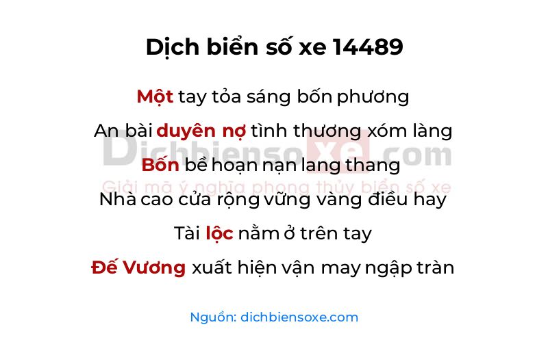 Dịch thơ biển số 14489