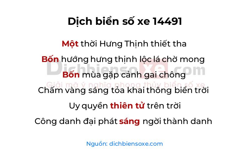 Dịch thơ biển số 14491