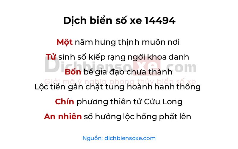Dịch thơ biển số 14494