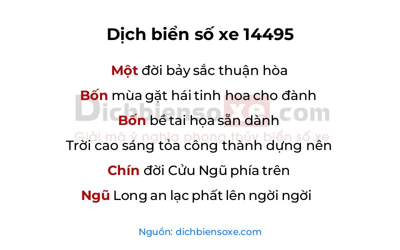 Dịch thơ biển số 14495
