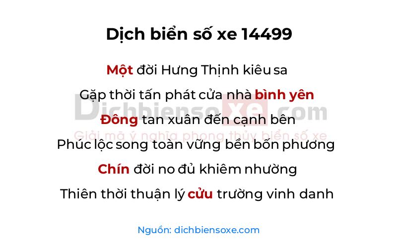 Dịch thơ biển số 14499