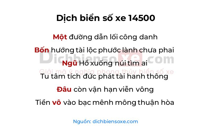 Dịch thơ biển số 14500