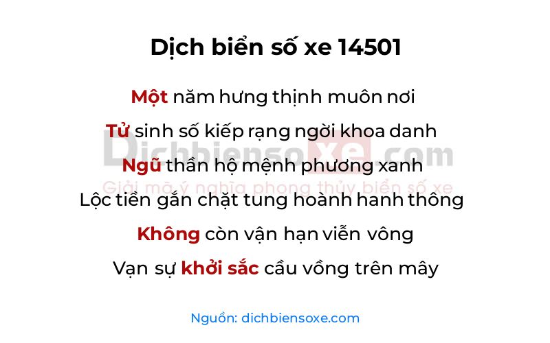 Dịch thơ biển số 14501