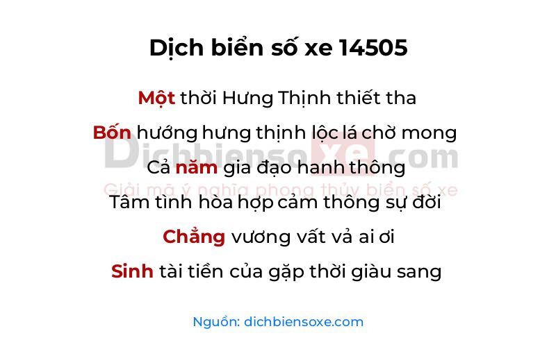 Dịch thơ biển số 14505