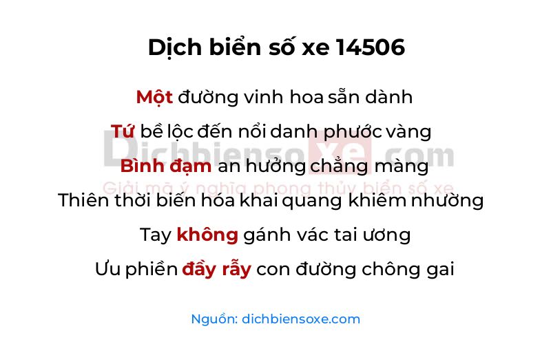 Dịch thơ biển số 14506