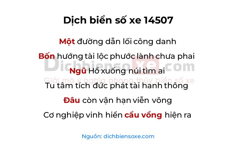 Dịch thơ biển số 14507