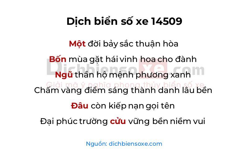 Dịch thơ biển số 14509
