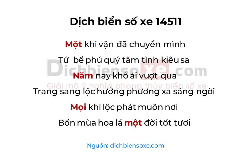 Dịch thơ biển số 14511