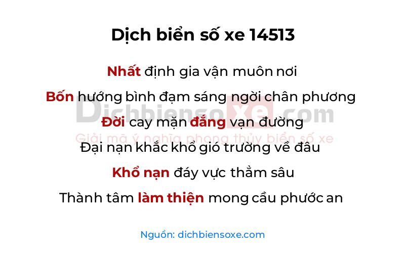 Dịch thơ biển số 14513