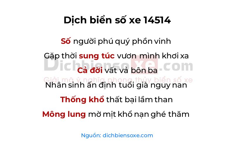 Dịch thơ biển số 14514