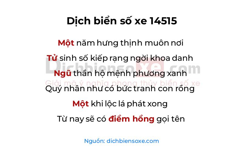 Dịch thơ biển số 14515