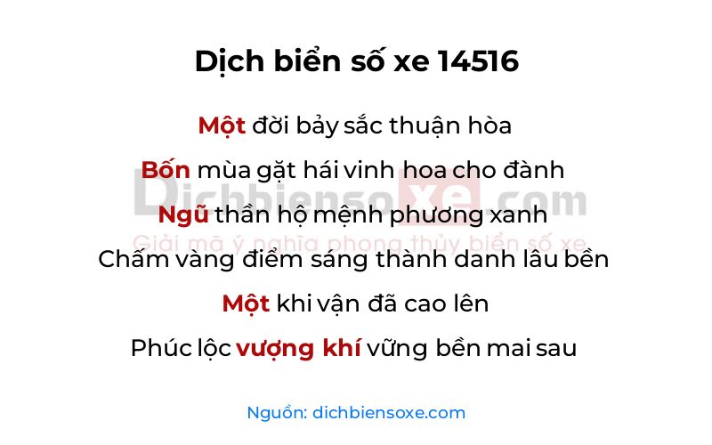 Dịch thơ biển số 14516