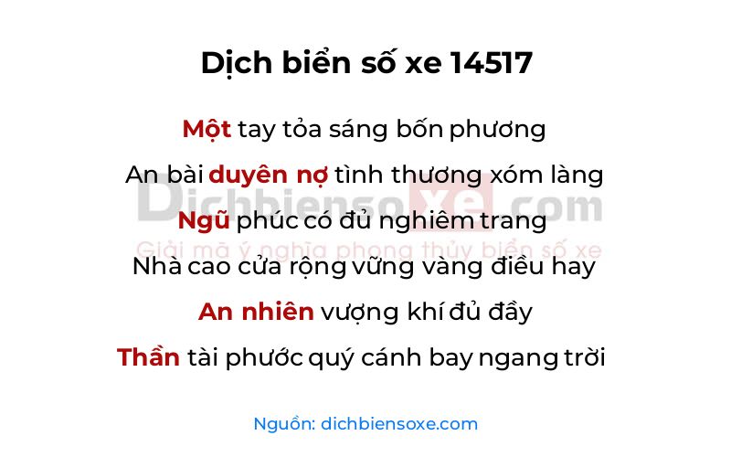 Dịch thơ biển số 14517