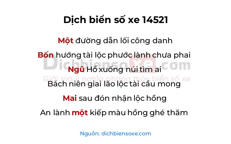 Dịch thơ biển số 14521
