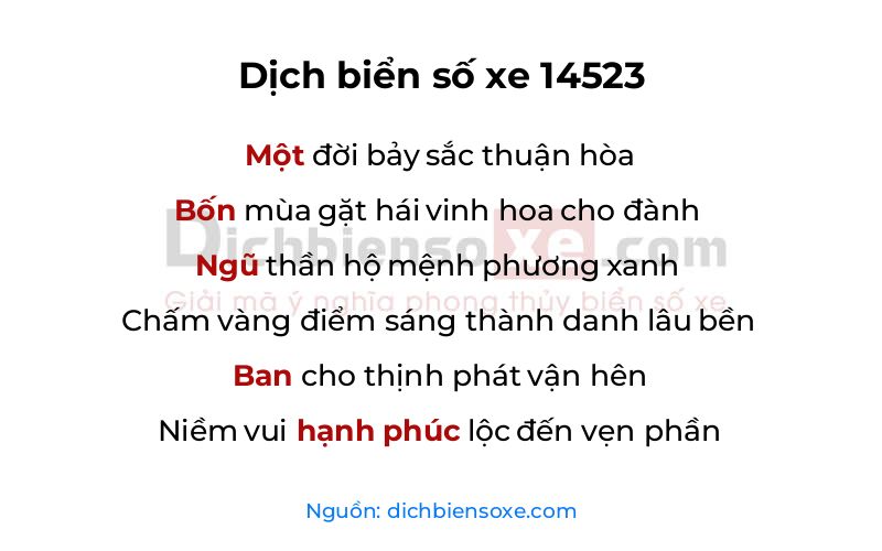 Dịch thơ biển số 14523