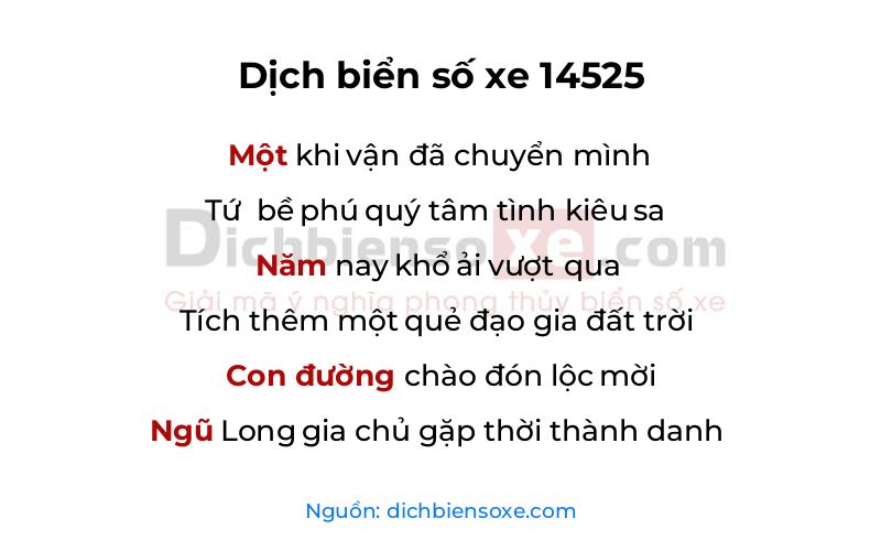 Dịch thơ biển số 14525