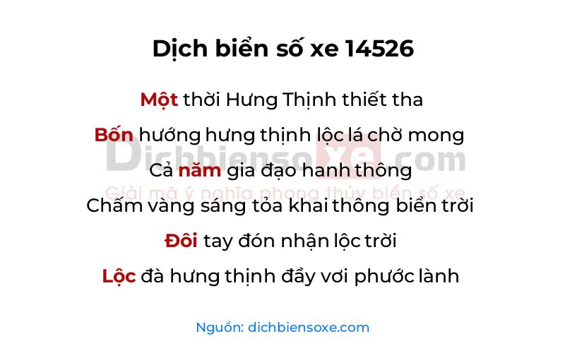 Dịch thơ biển số 14526