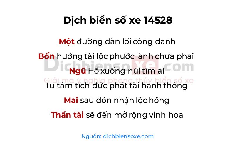 Dịch thơ biển số 14528