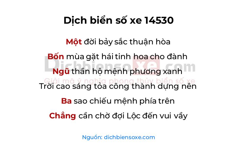 Dịch thơ biển số 14530