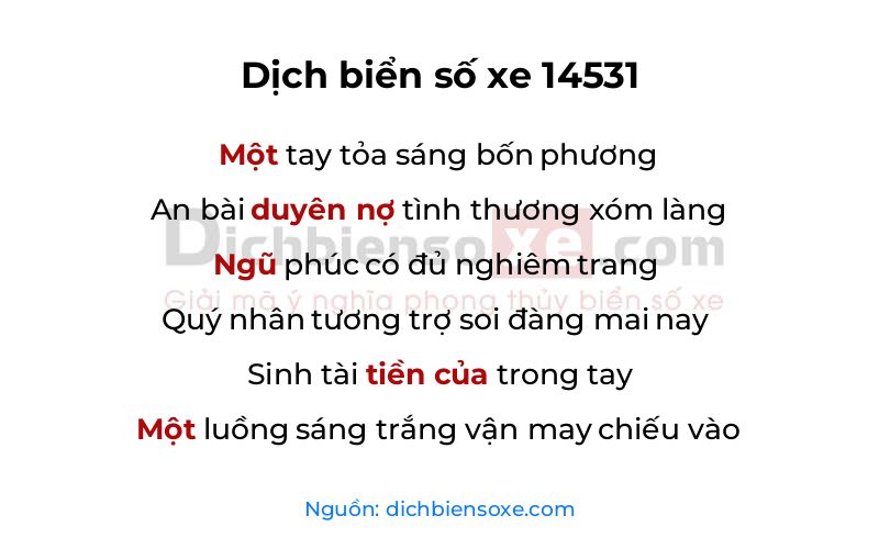 Dịch thơ biển số 14531
