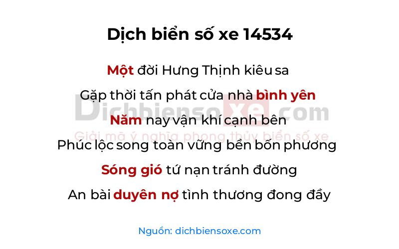 Dịch thơ biển số 14534