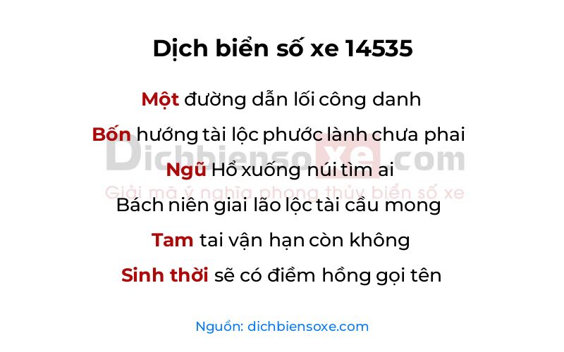 Dịch thơ biển số 14535