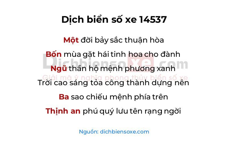 Dịch thơ biển số 14537