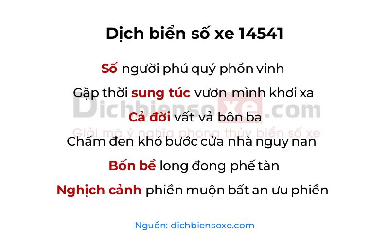 Dịch thơ biển số 14541