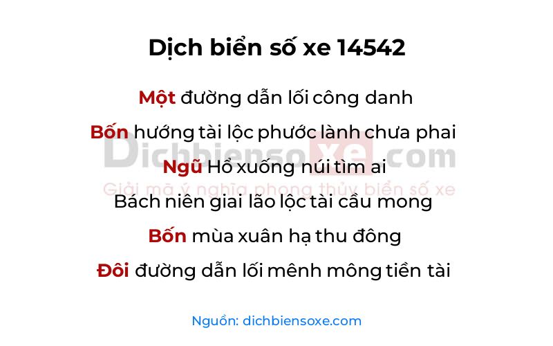 Dịch thơ biển số 14542