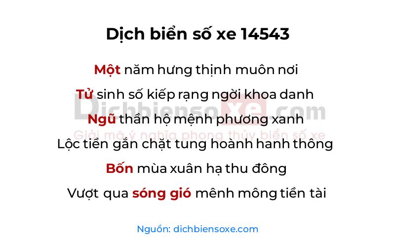 Dịch thơ biển số 14543