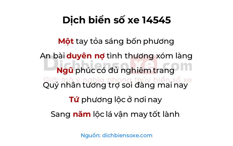 Dịch thơ biển số 14545