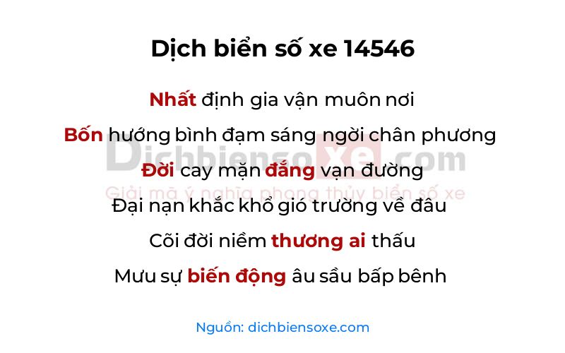 Dịch thơ biển số 14546