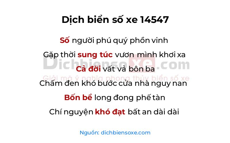 Dịch thơ biển số 14547