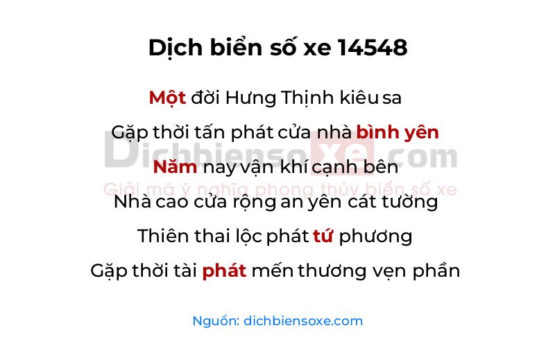 Dịch thơ biển số 14548
