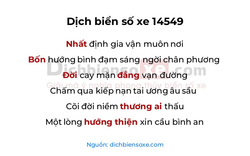 Dịch thơ biển số 14549