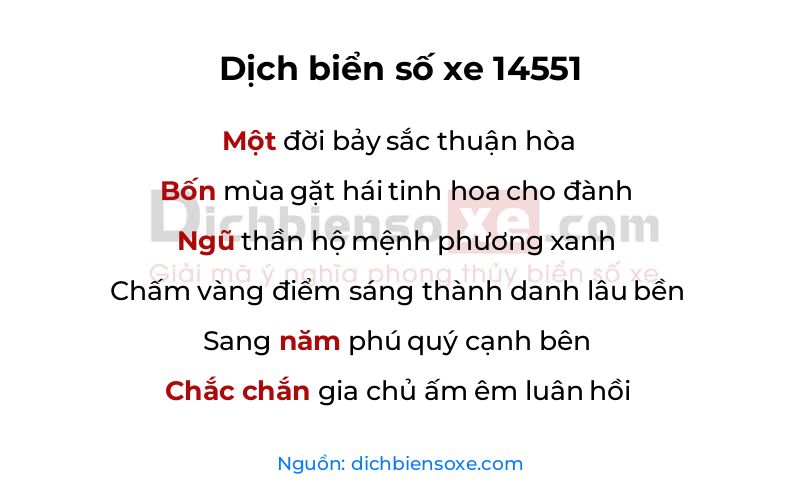 Dịch thơ biển số 14551