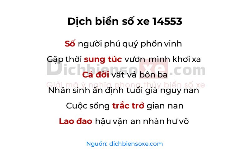 Dịch thơ biển số 14553