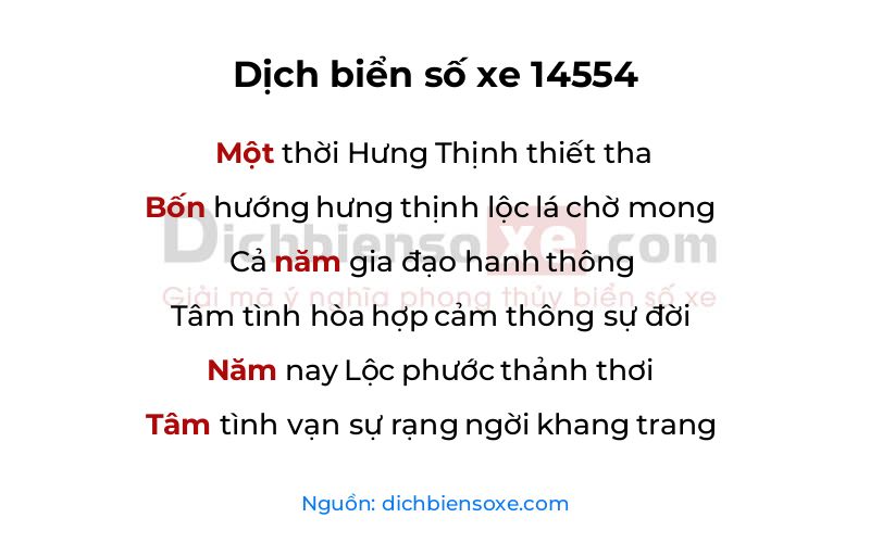 Dịch thơ biển số 14554
