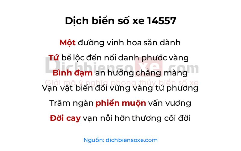 Dịch thơ biển số 14557