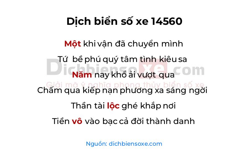 Dịch thơ biển số 14560