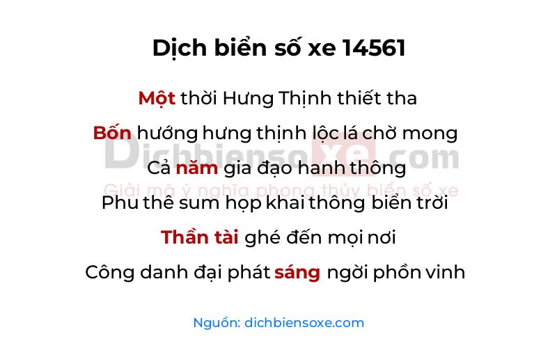 Dịch thơ biển số 14561