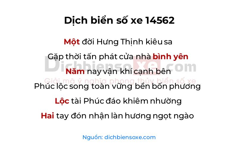 Dịch thơ biển số 14562