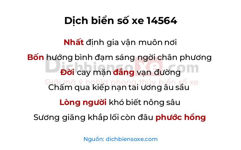 Dịch thơ biển số 14564