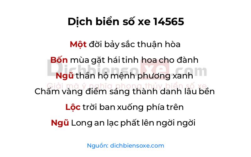 Dịch thơ biển số 14565