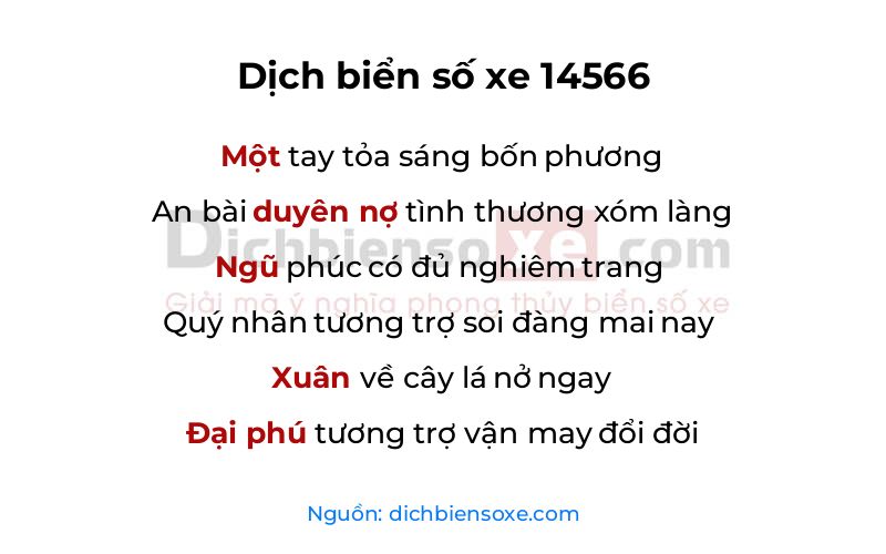 Dịch thơ biển số 14566